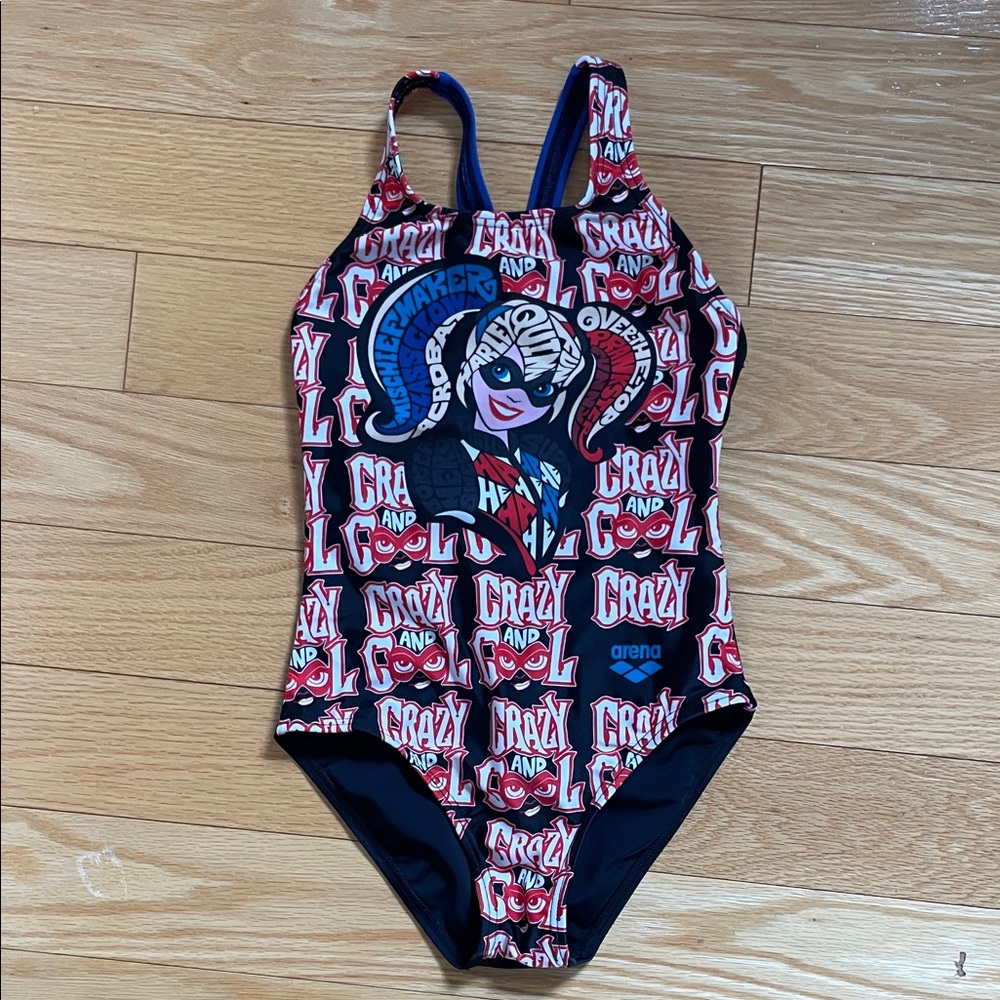 New no tag Arena Kids Graphic One Piece - Red and Black Harley Quin DC Superhero